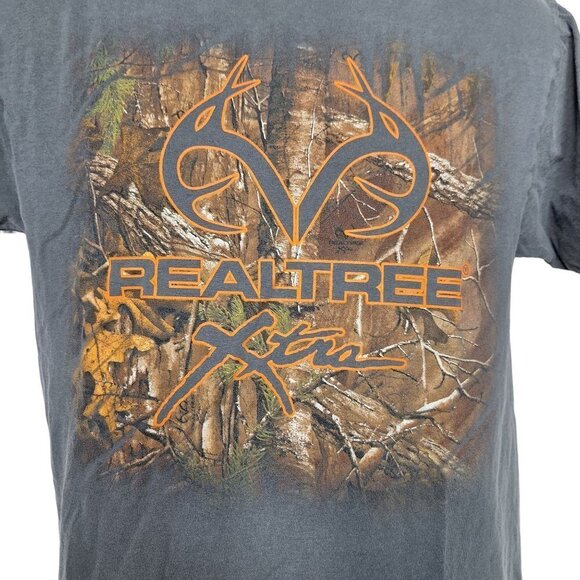 Realtree Xtra Men's T Shirt Medium Gray Camouflage Deer Antlers Short Sleeve - Picture 2 of 4